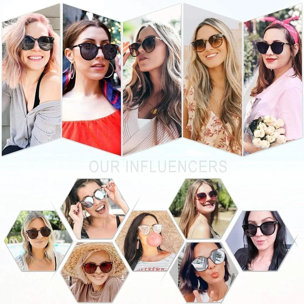 Women’s Vintage Round Sunglasses UV400 Protection Classic Large Frame Shades